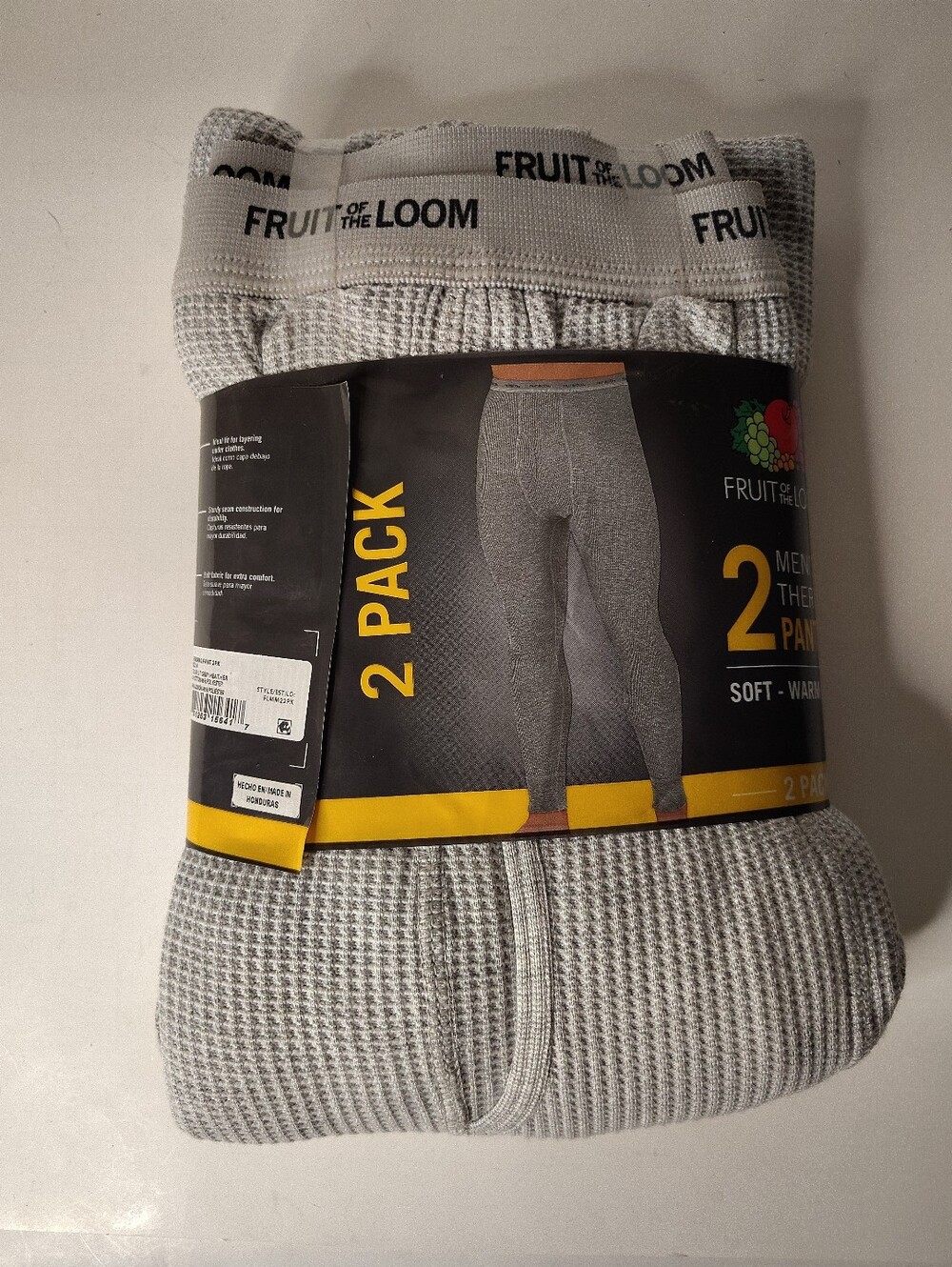 Fruit Of the Loom Men's Thermal Pants Medium Gray 2 Pack Waffle Knit Long Johns2
